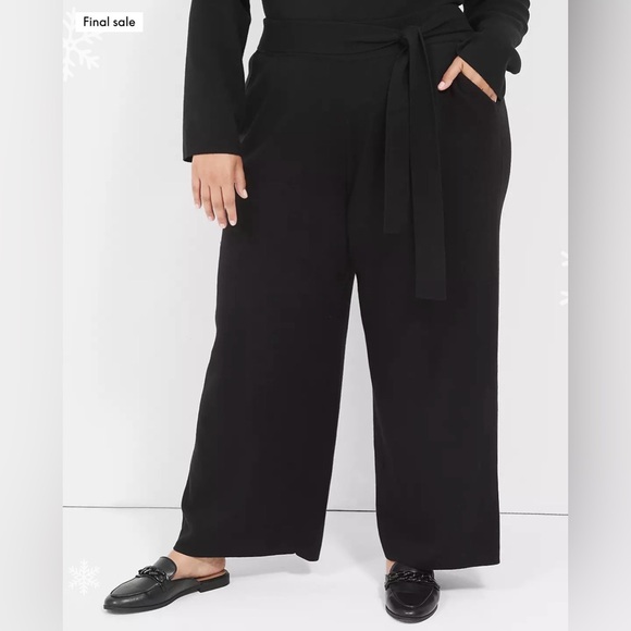 Lane Bryant Pants - Lane Bryant Black Flowy Pants Wide Leg Pants Tie Waist Chic Office Pants